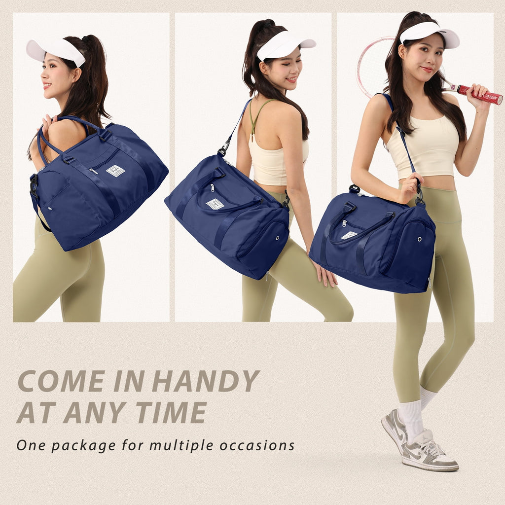 Waterproof Travel Duffel Bag with Shoes Compartment and Wet Pocket H7178
