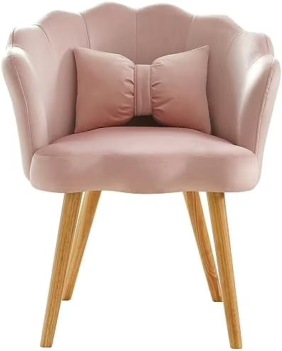 Yellow Velvet Accent Chair with Waist Pillow O1065