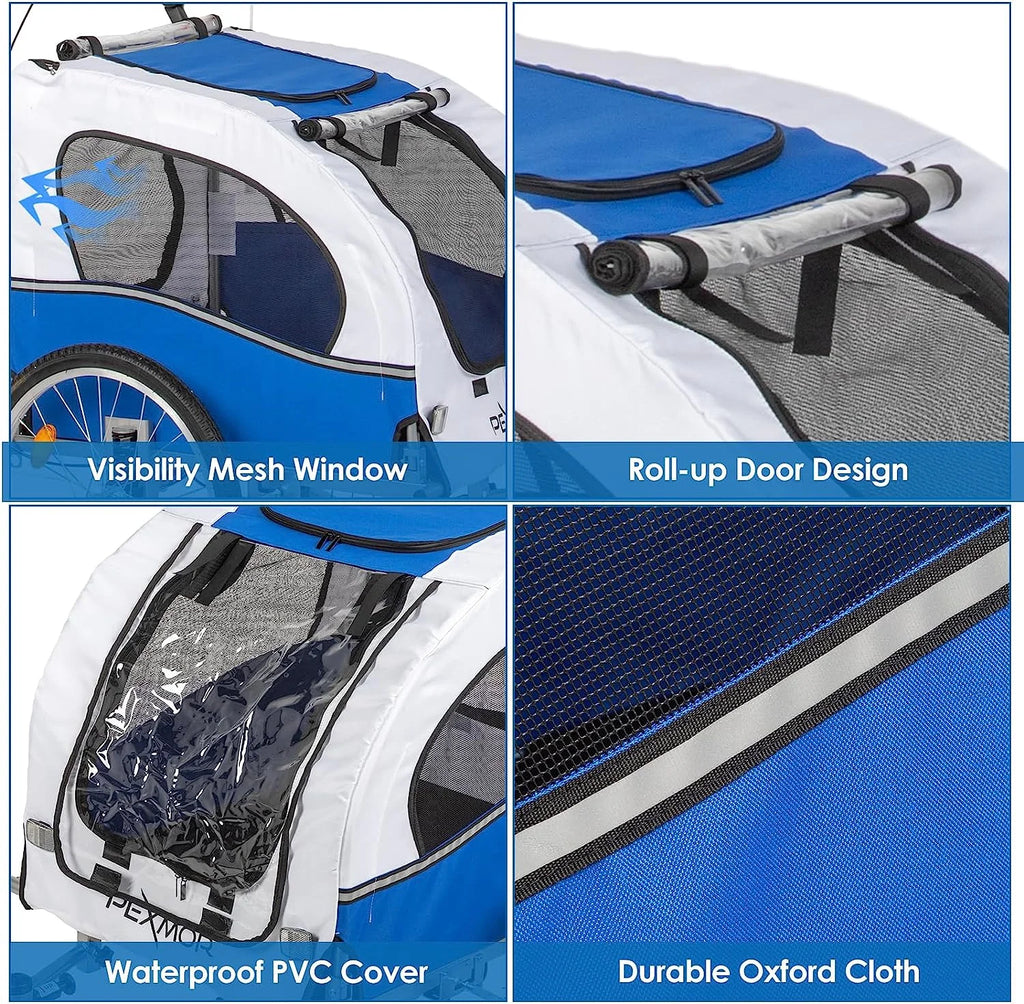 2-in-1 Dog Bike Trailer Pet Stroller with Universal Hitch V6675