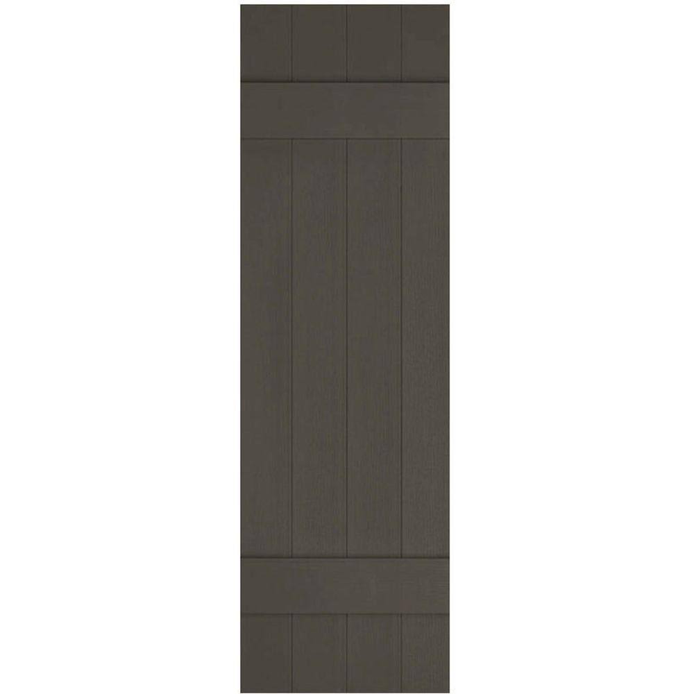 14 in. x 24 in. Vinyl Board and Batten Shutters Pair Musket Brown B765635