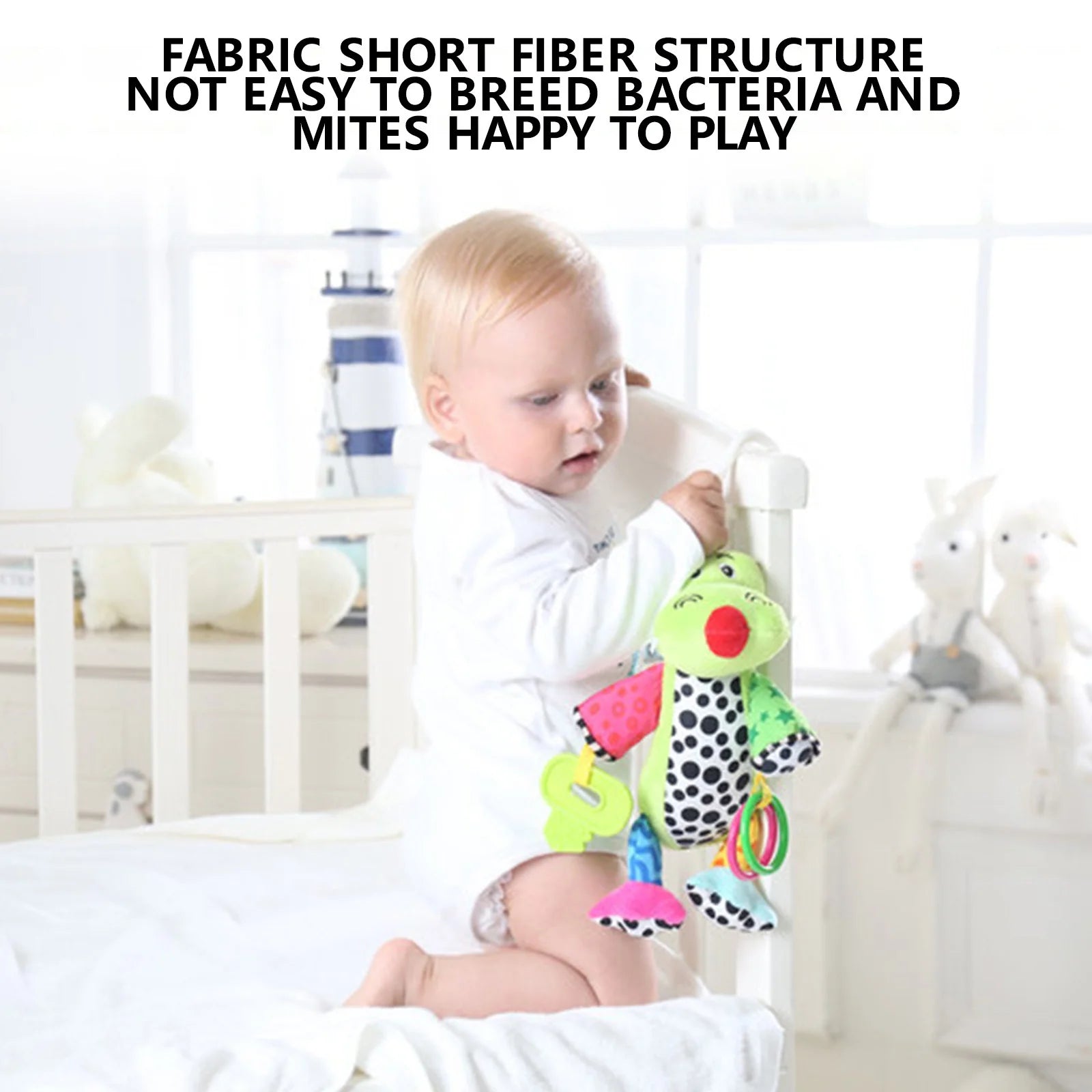 Baby Car Seat Toys with 32 Music and Teether, Infant Soft Plush Rattle, Hanging Stroller Croc-Odile Toys P777717
