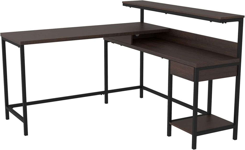Warm Brown L-Shaped Home Office Desk F68253