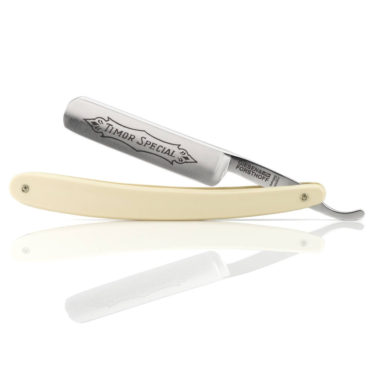 Carbon Steel Straight Razor with Ivory Plastic Handle D3287