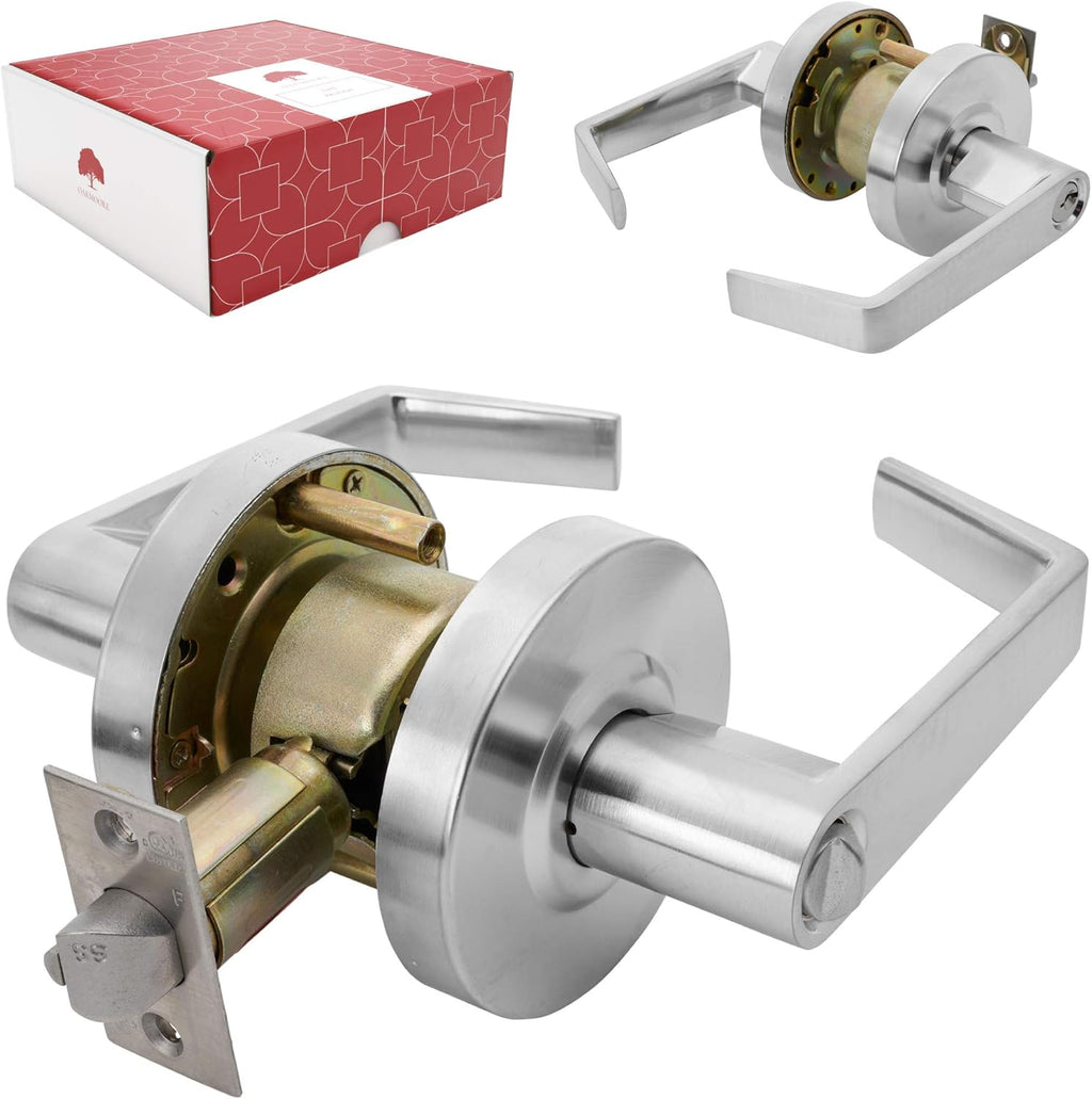 Commercial Door Handle Privacy Lock, Grade 2, Nickel Chrome Y992