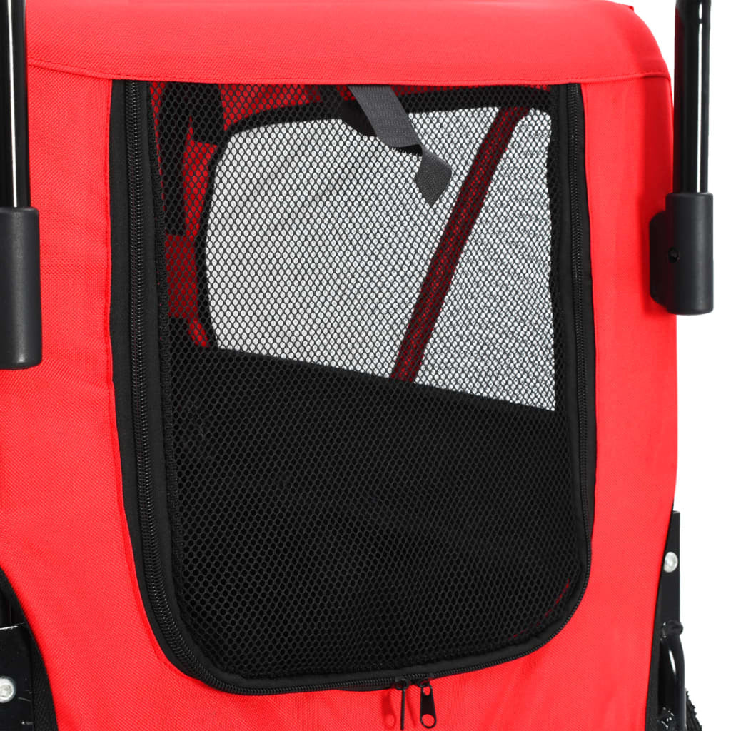 2-in-1 Pet Bike Trailer & Jogging Stroller Red and Black L691