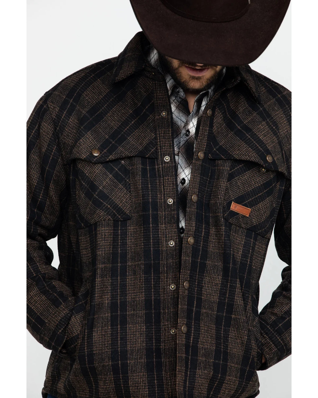 Brown Large Snap-Front Jacket D941