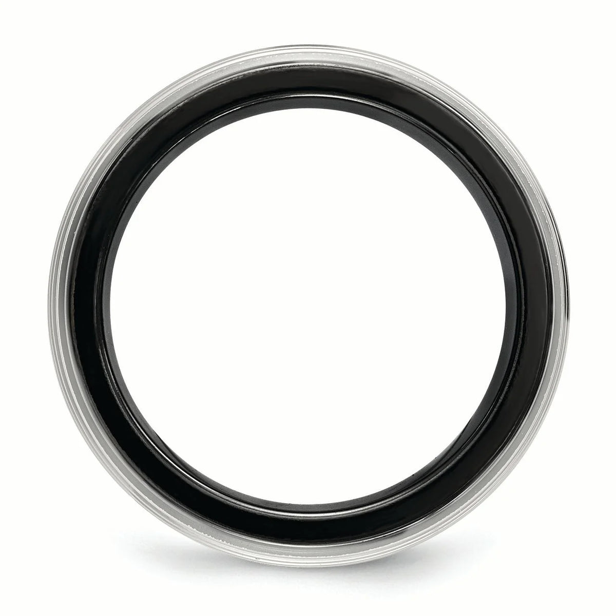 Black Ti & Titanium Polished Grooved Ring V501