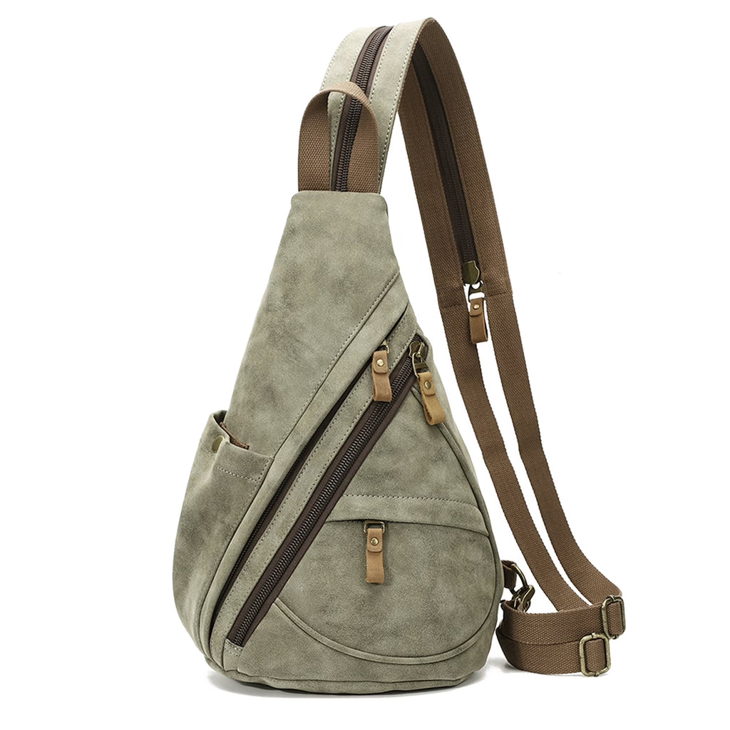 Olive Green PU Leather Sling Bag U677372