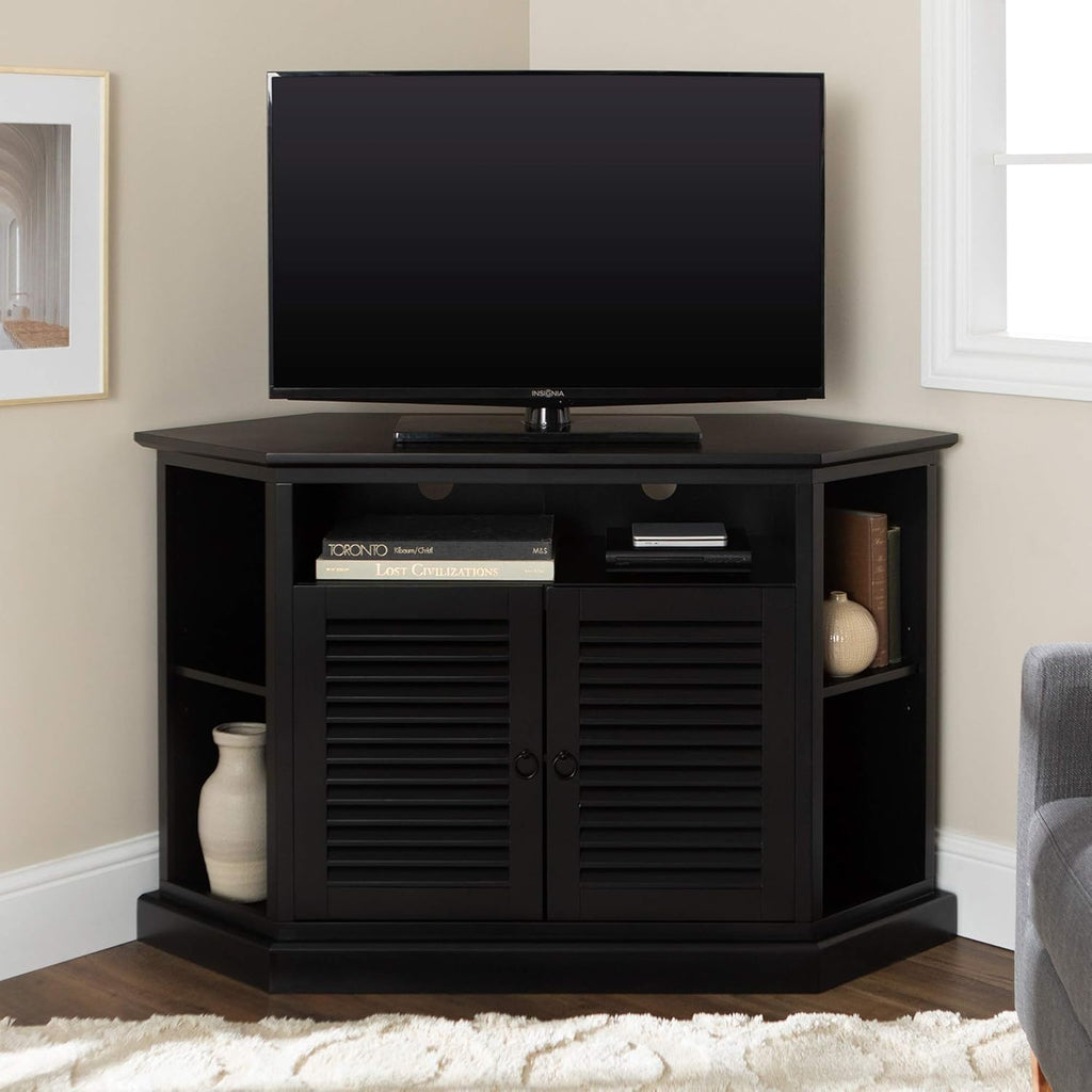 White 52 Inch Wood TV Stand with Storage Cabinets V7316
