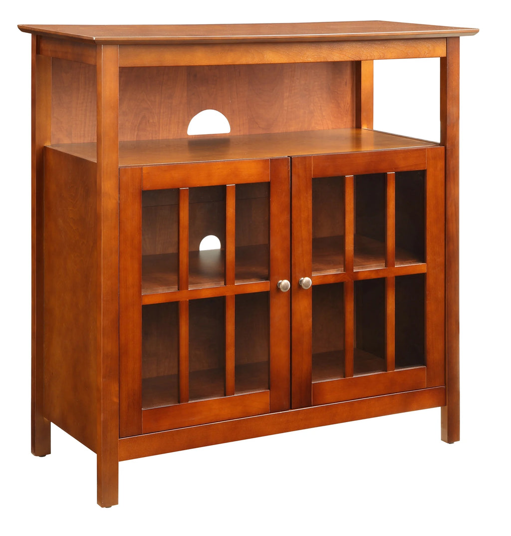 Cherry Highboy TV Stand with Storage Cabinets X8683