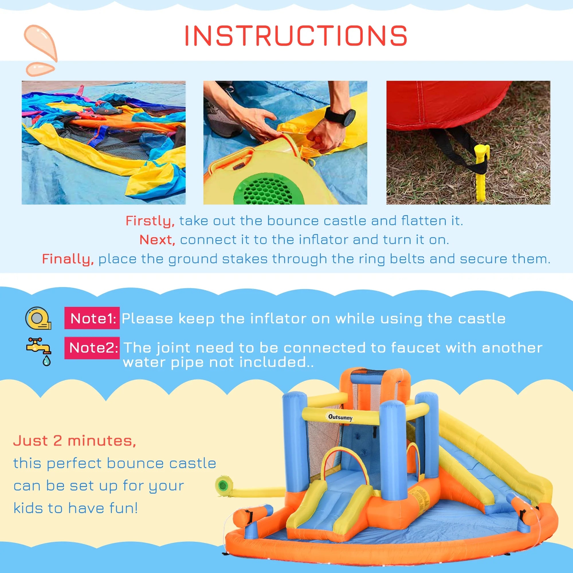 5 in 1 Inflatable Water Park Bounce House with Blower U756
