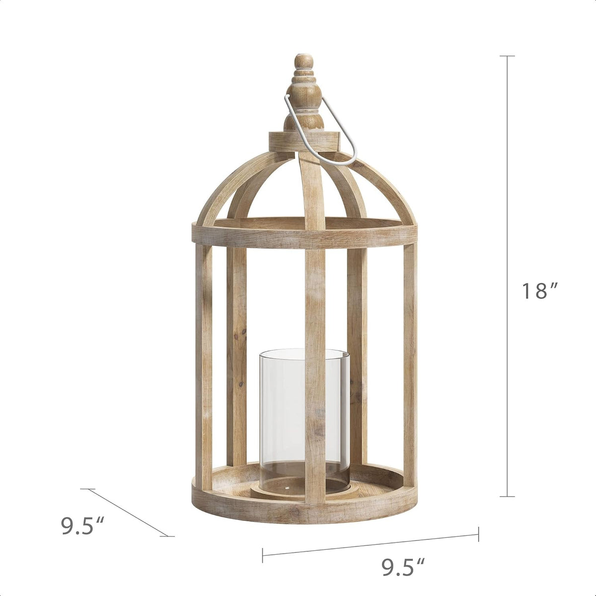 Large Whitewash Wooden Lantern Candle Holder A7042