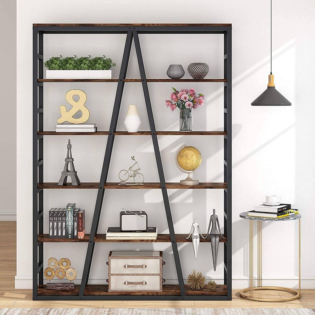 Rustic Brown 6 Tier Industrial Bookshelf R17991