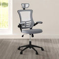 Silver Grey High-Back Mesh Executive Office Chair with Headrest and Flip-Up Arms Z8107