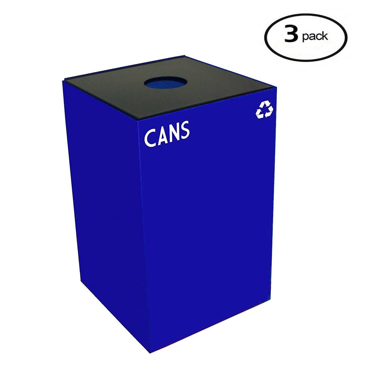 Blue Steel 24 gal Recycling Receptacle Set of 3 Z342