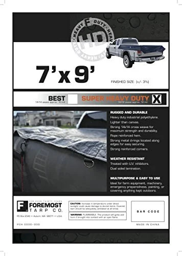Black 7x9 Feet Truck Tarp Z3565