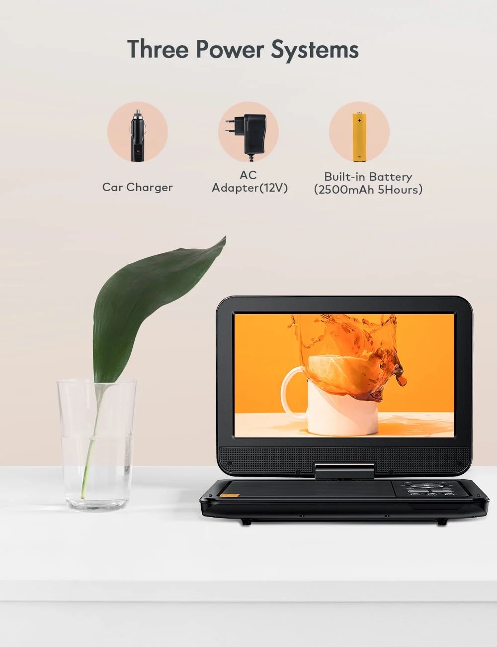 12.5" Portable DVD Player with 10.5" HD Swivel Screen, Black U499256