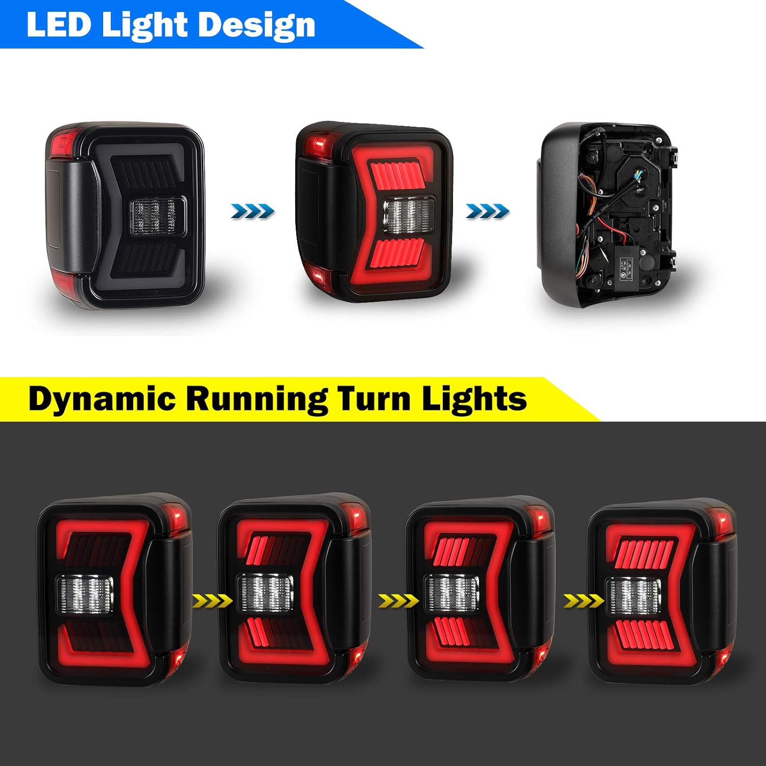 Smoked Lens LED Tail Lights Assembly for Jeep Gladiator Pickup, 1 Pair A990550