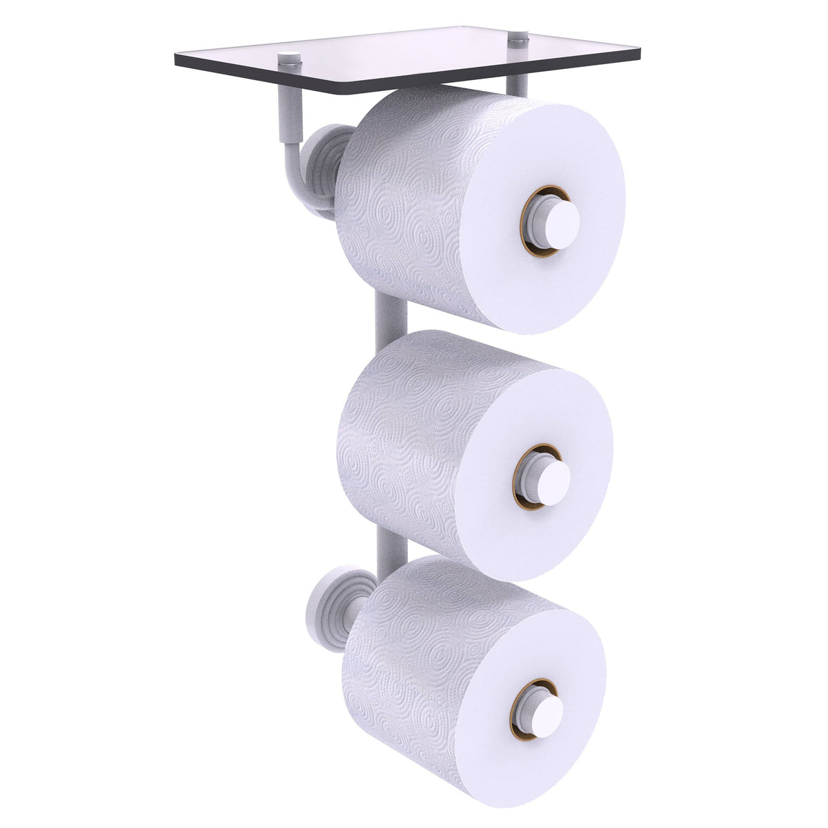 Wall Mount Toilet Paper Holder with Glass Shelf Matte White I284084