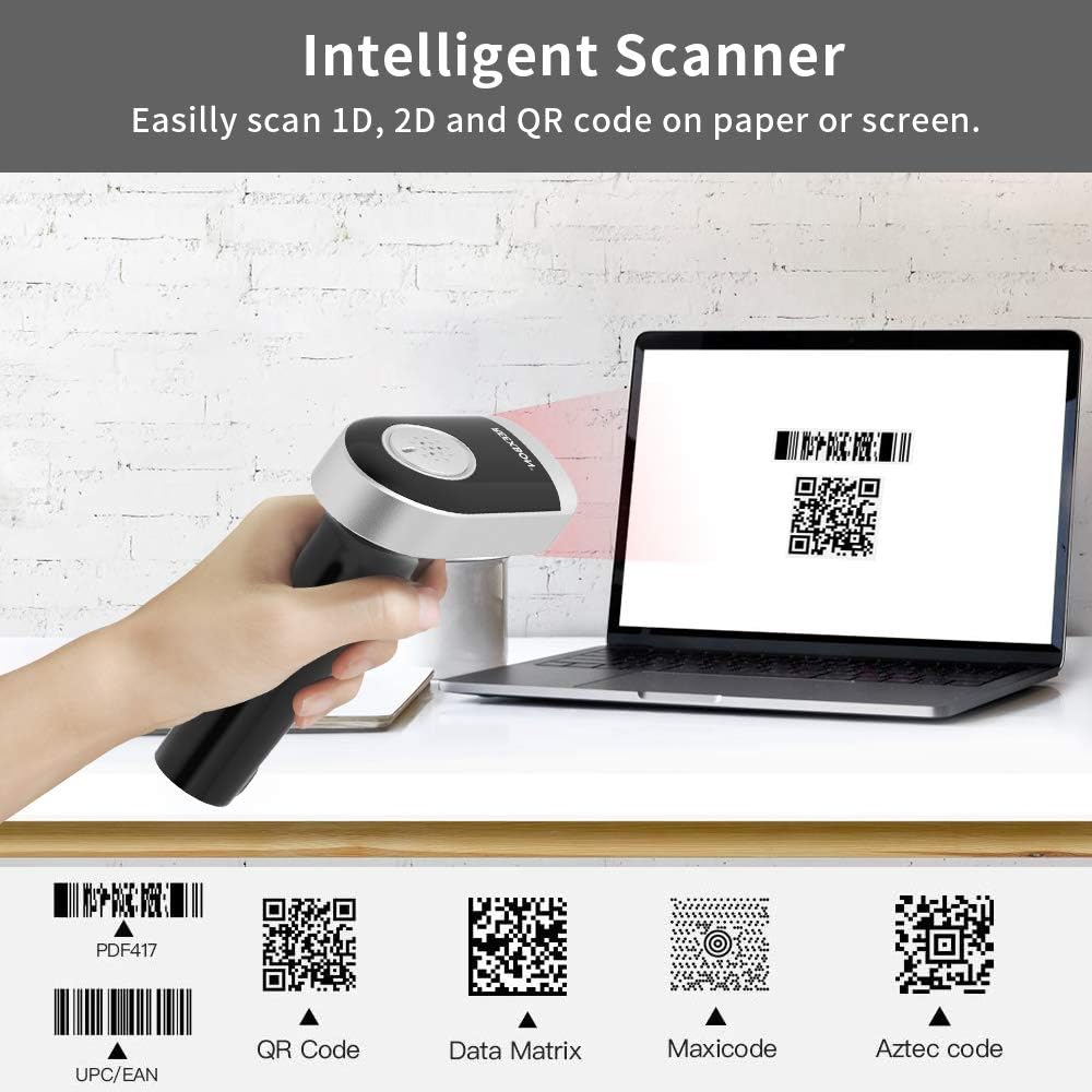 Wireless and Wired Handheld Barcode Scanner with Stand, Pack of 2 B74405
