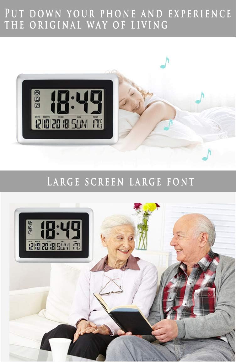 Wall Desk Clock with Indoor Outdoor Temperature Date Calendar F972957