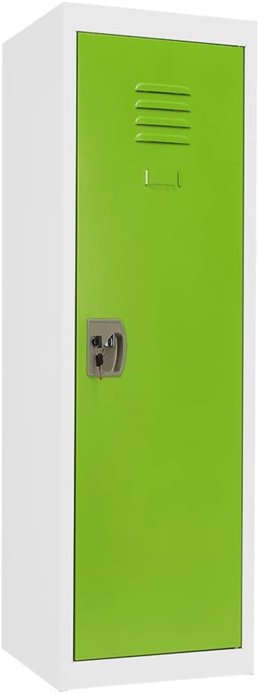 Green Metal Kids Locker with Lock and 2 Adjustable Shelves S872