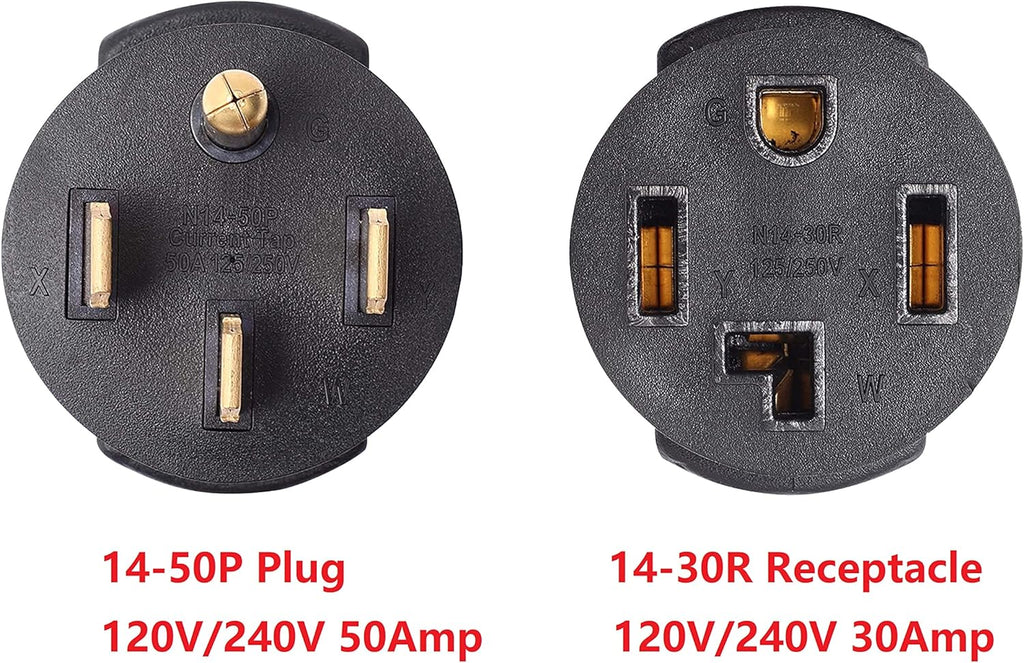 Compact 50 Amp 4 Prong Male Plug to 30 Amp Female Receptacle Power Cord Adapter B5958
