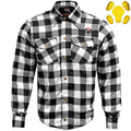 Black & White Reinforced Flannel Motorcycle Shirt D9199