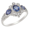 9k White Gold Sapphire & Diamond Promise Ring V14999