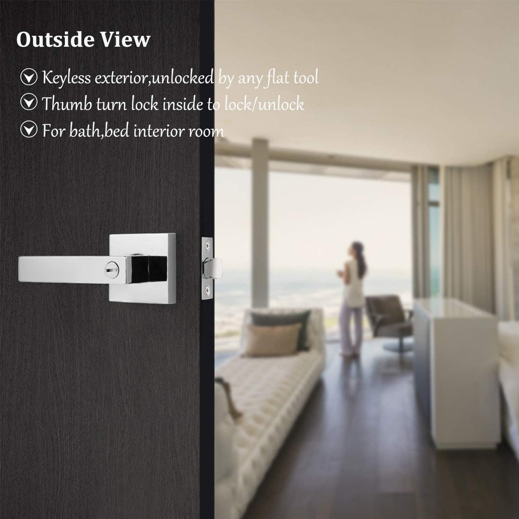 Polished Chrome Square Privacy Levers 5 Pack K742839