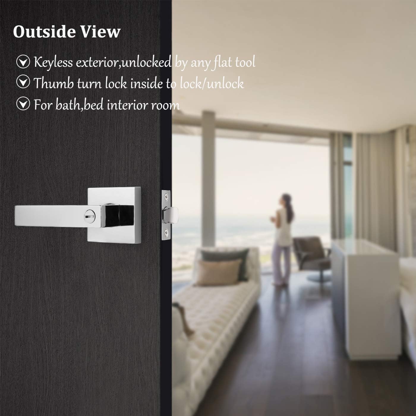 Polished Chrome Square Privacy Levers 5 Pack K742839