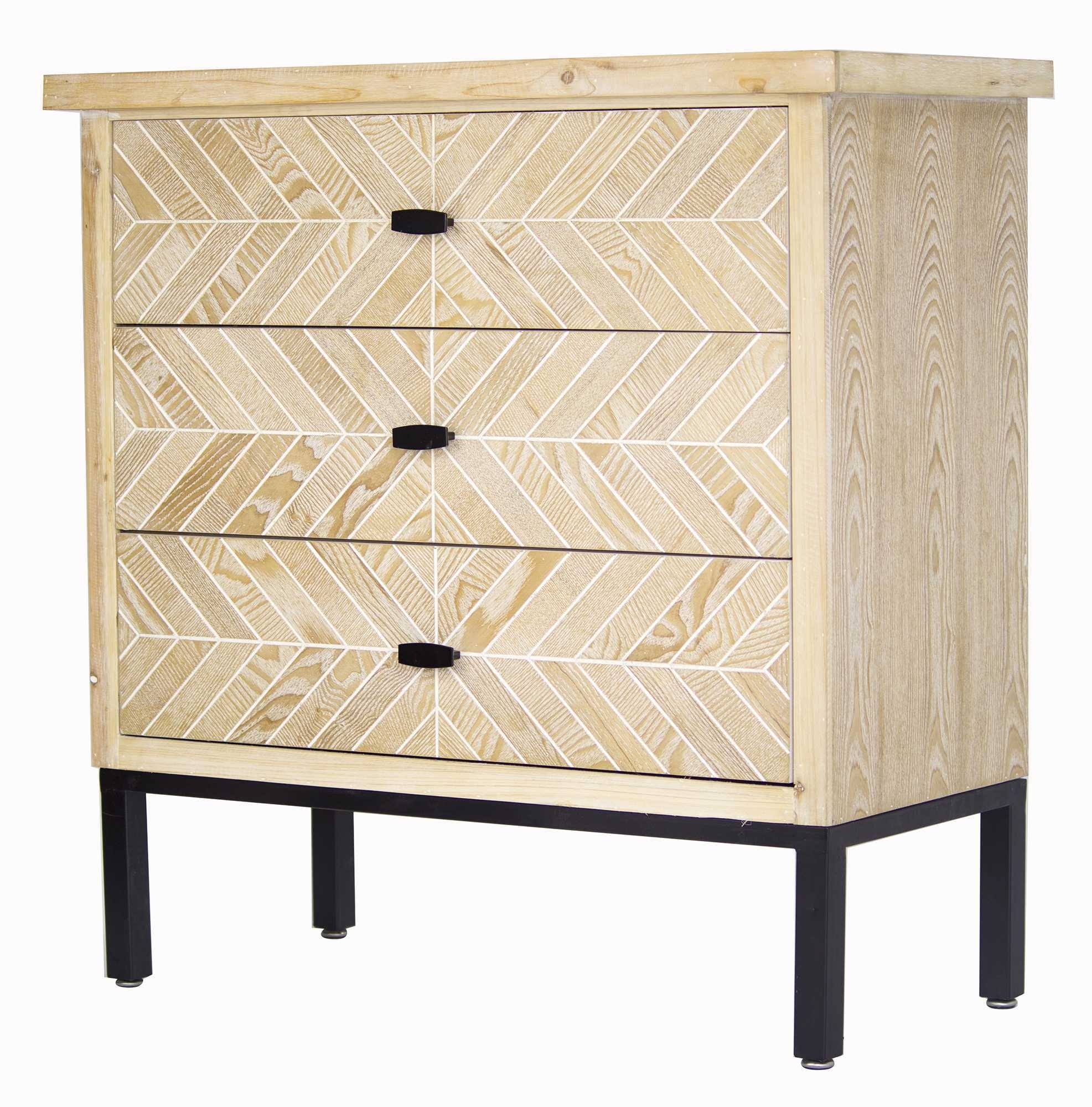 White 3-Drawer Parquet Accent Cabinet Q1098