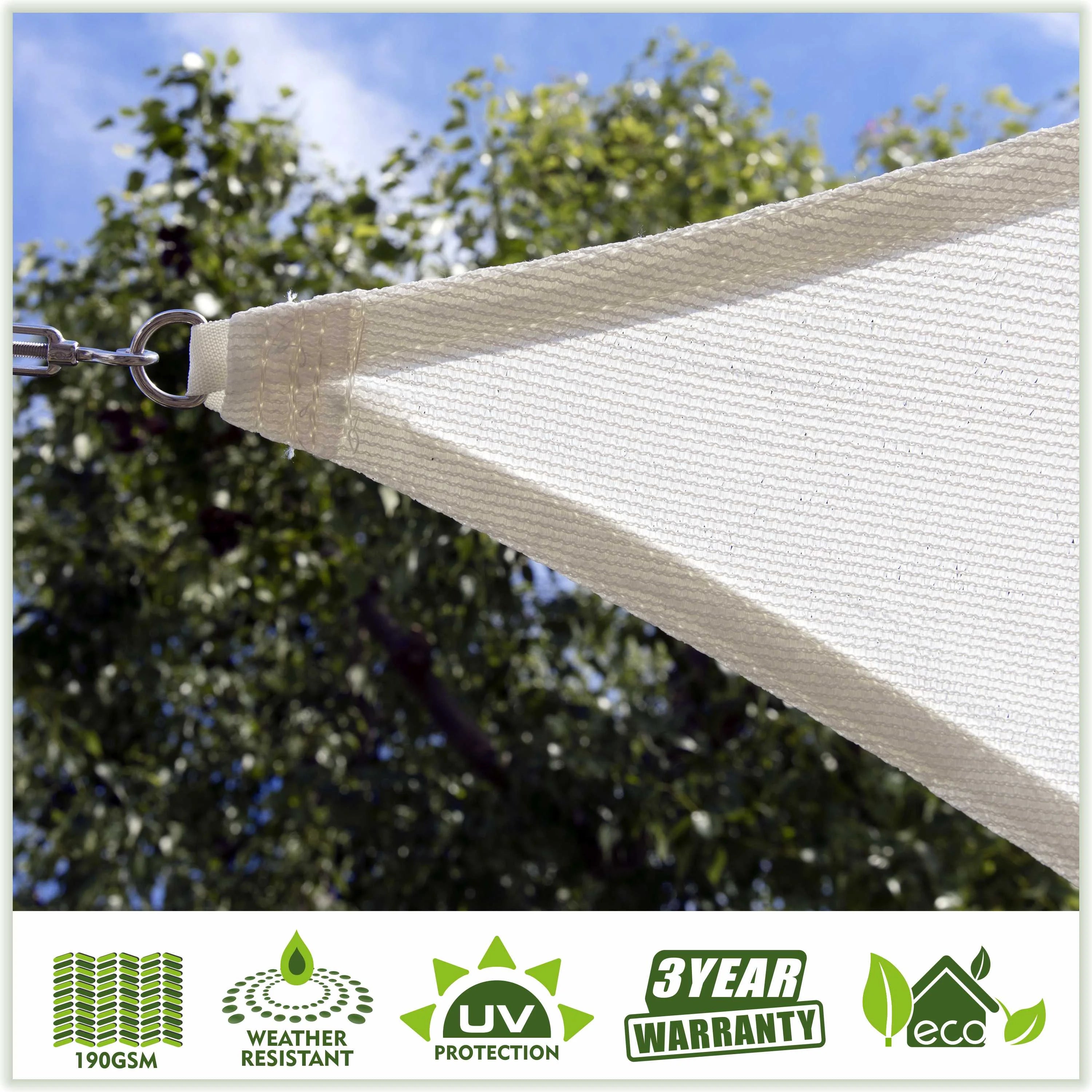 12' x 12' White Square Sun Shade Sail Canopy Mesh Fabric W251