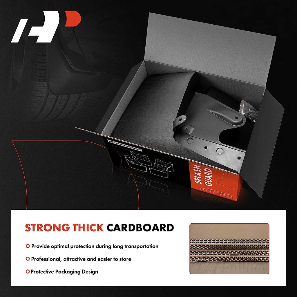 Set of 4 Black Mud Flaps with Hardware Kits B6918