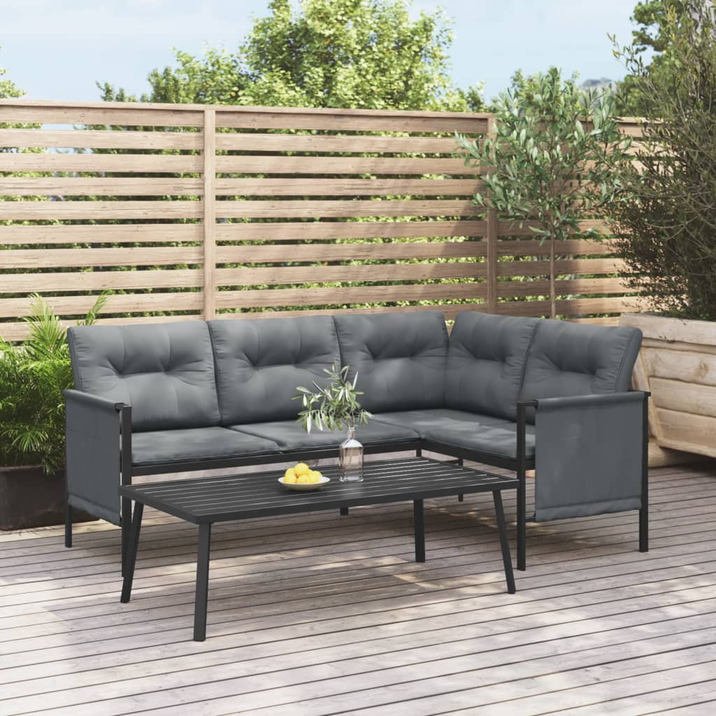 Anthracite Steel and Textilene Patio Corner Sofa K7590