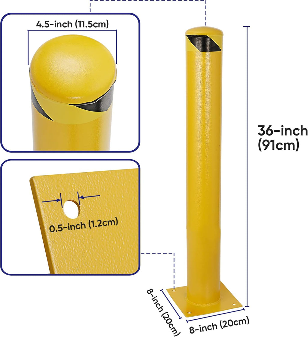 Yellow Powder Coat Safety Bollard Parking Post R1751