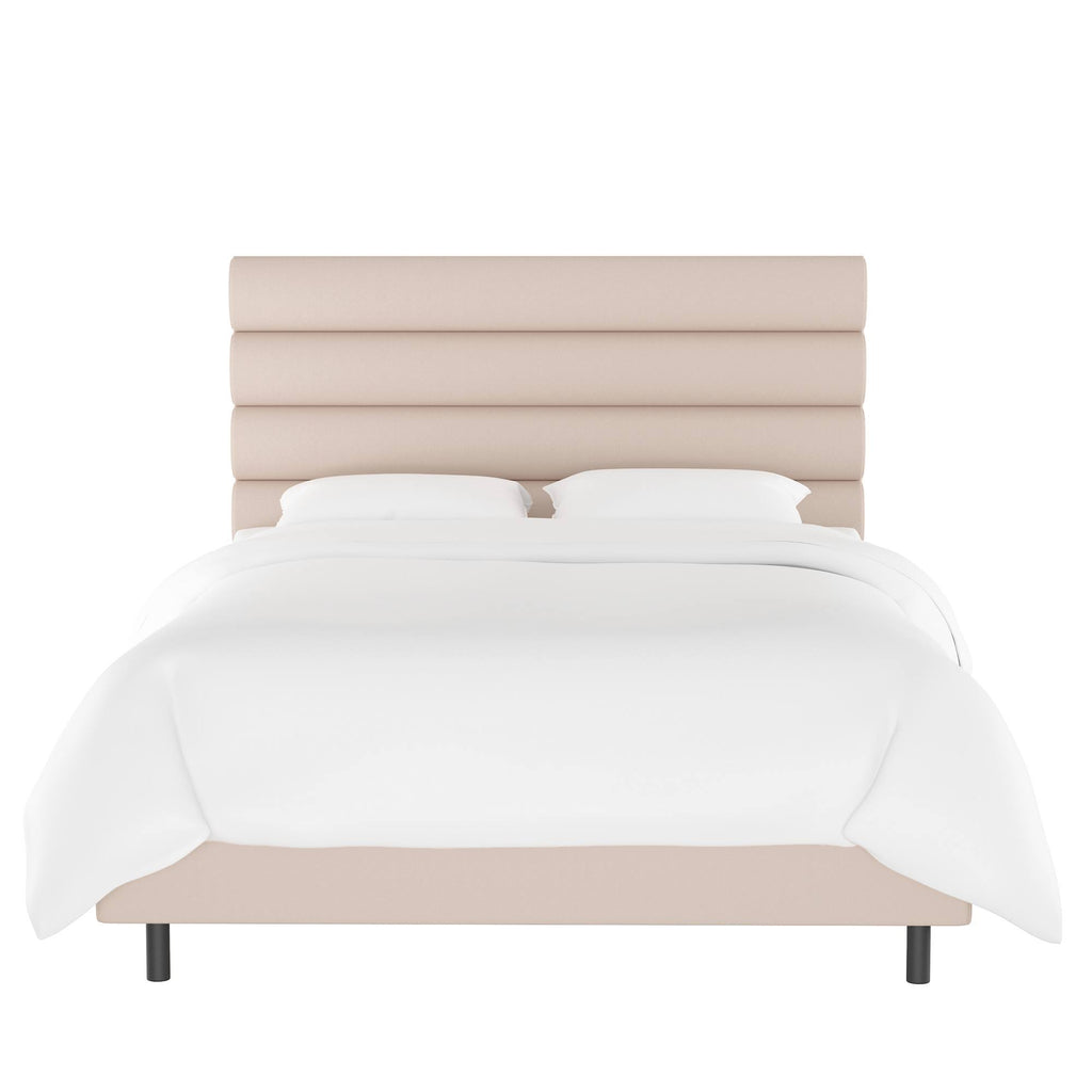 Full Velvet Ivory Bed P6079