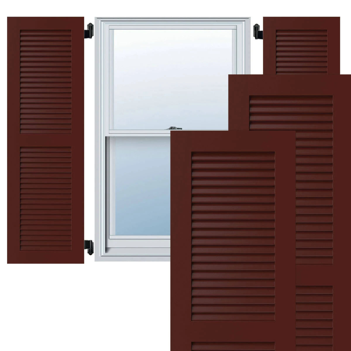 18x22W x 45x22H Exterior Composite Louvered Shutters (Per Pair), Cottage Red B371
