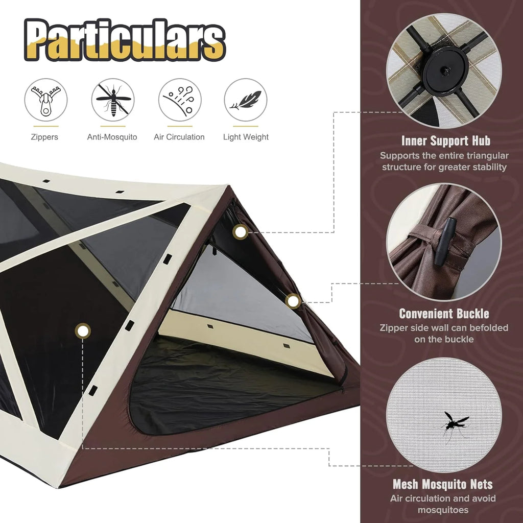 Beige Coffee 7x7 Screen House Camping Tent K291018