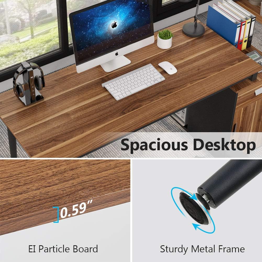 55 inch Computer Desk with Storage Cabinet and Drawer F5011