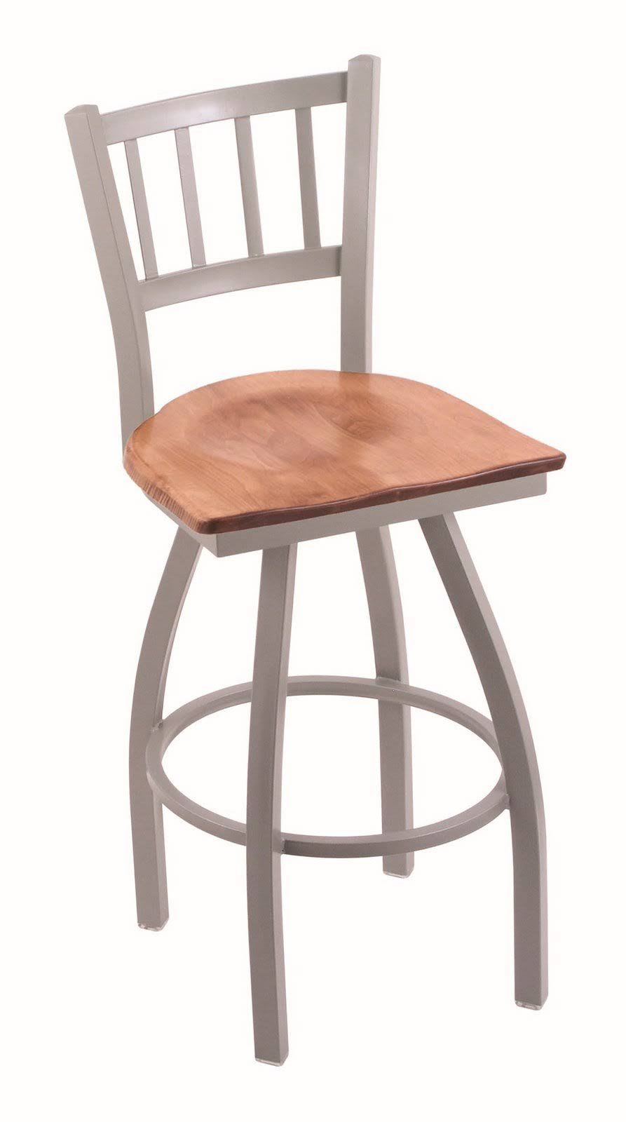 Swivel Bar Stool with Anodized Nickel Finish and Medium Maple Seat W9751