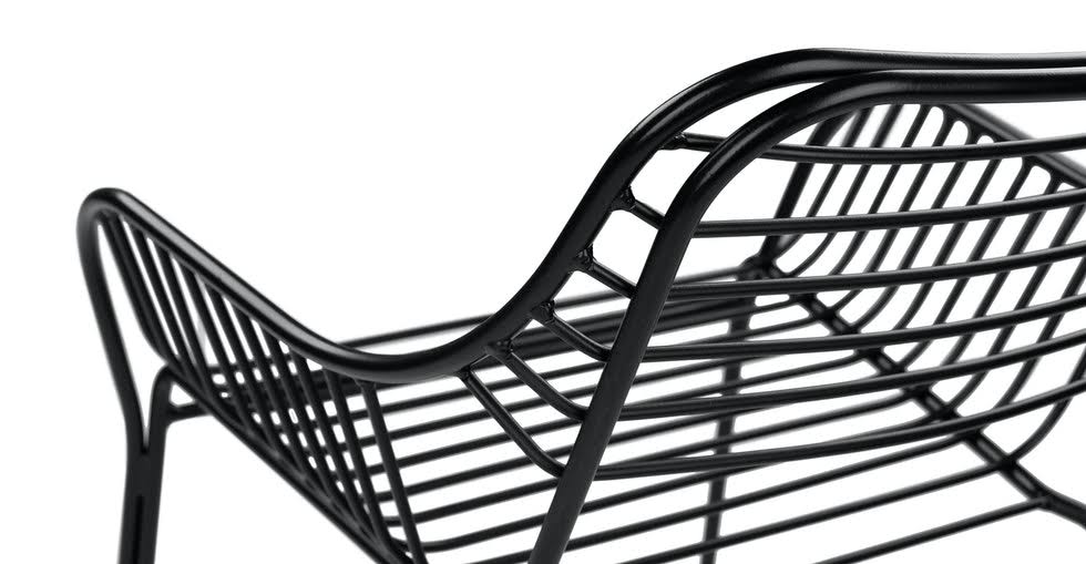 Black Outdoor Dining Armchairs Metal Frame A878