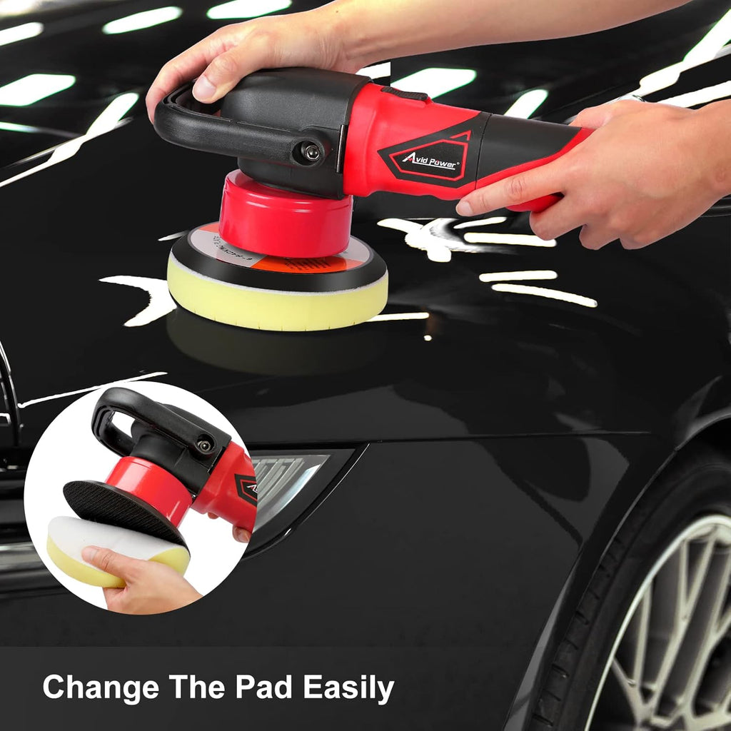 5/6 Dual Action Polisher with 6 Variable Speed, 5” & 6” Foam Pads 4pcs B1637