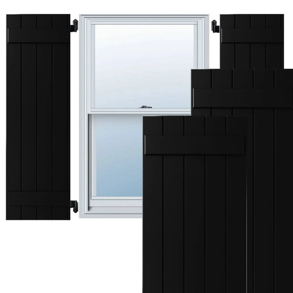 Black Composite Board-n-Batten Shutters (Per Pair) H645