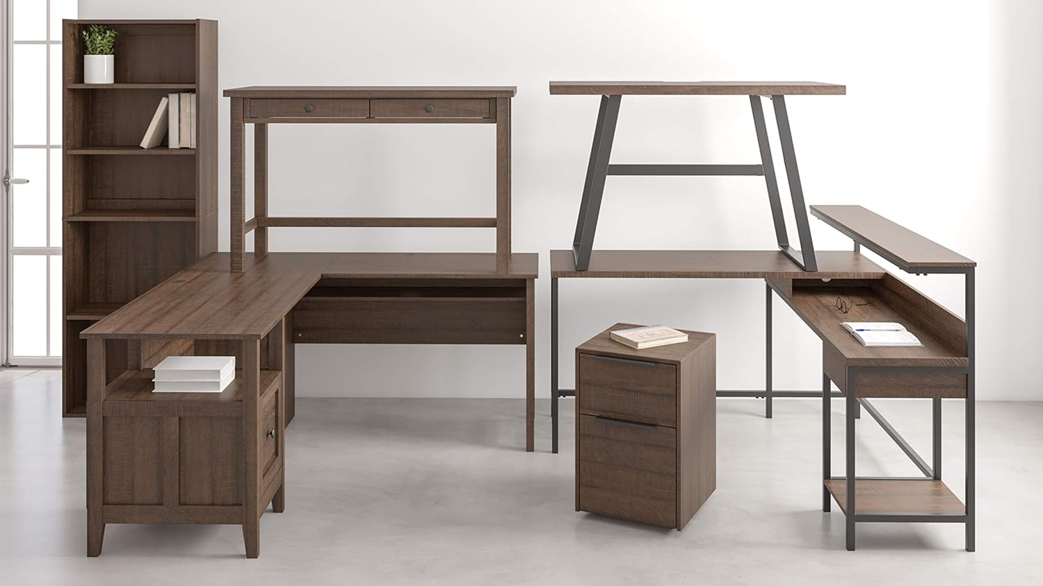 Warm Brown L-Shaped Home Office Desk F68253