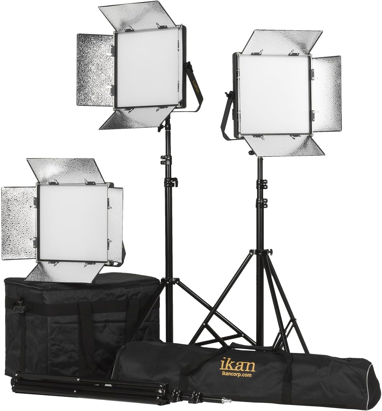 Bi-Color Soft Panel LED Lighting Kit with Barn Doors, Stands and Case W911