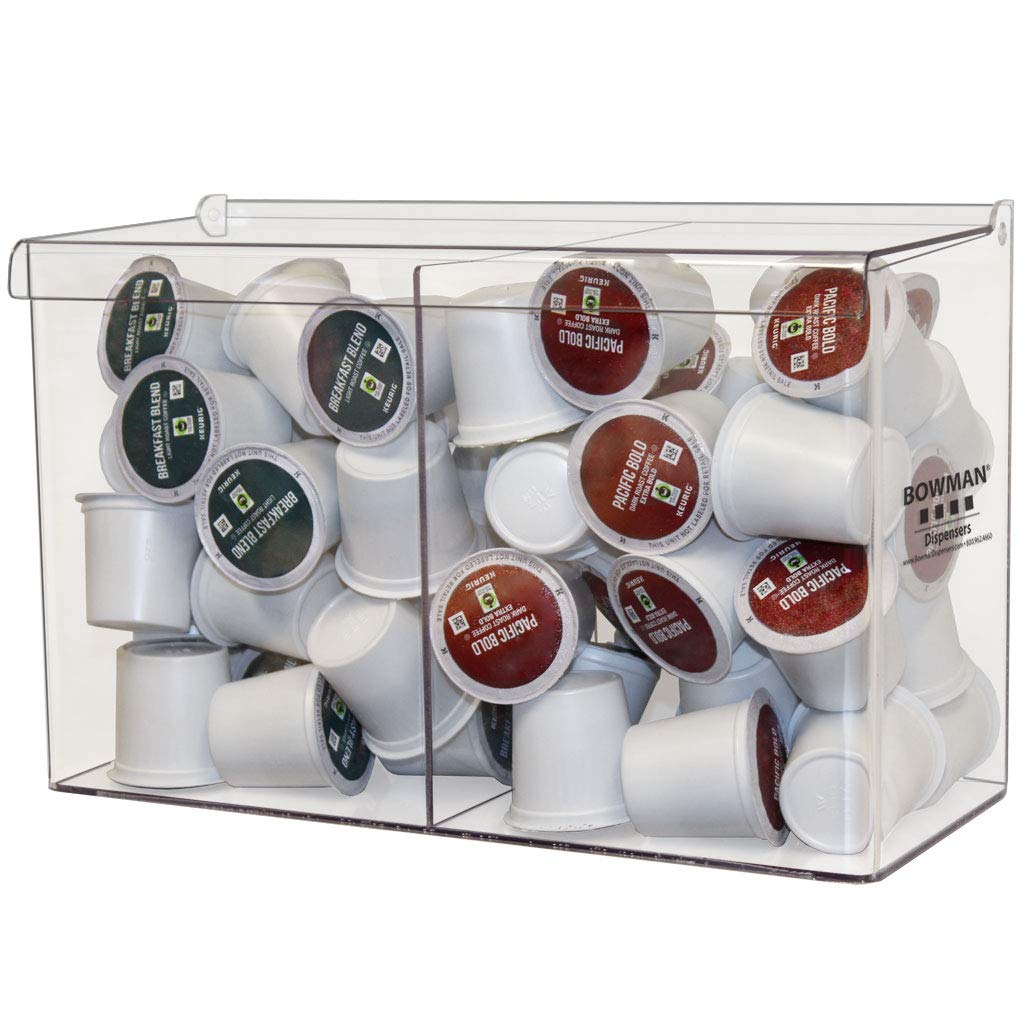 Clear PETG Plastic Double Mini Bulk Dispenser with Pivot Hinged Lid X788612