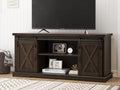 Rustic Wood TV Stand with Sliding Barn Door and Adjustable Shelves G37979