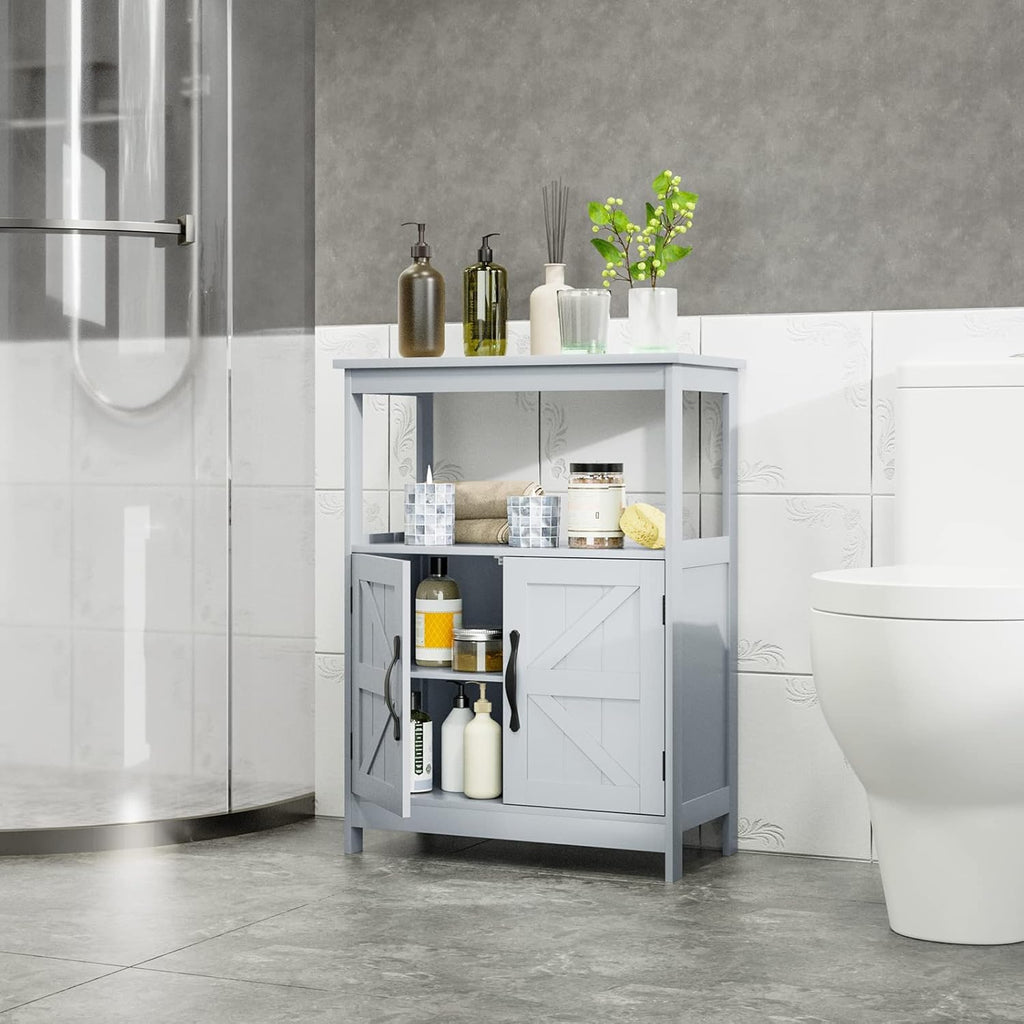Gray Floor Cabinet with 2 Doors and Adjustable Shelf D565580