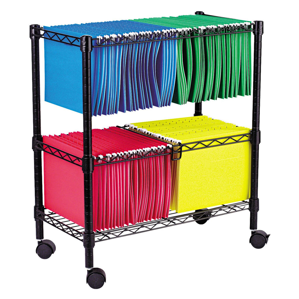 Black 2 Tier Rolling File Cart U8696